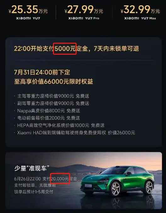 小米YU7爆单背后_小米YU7大定数据疑点_小米汽车销量真实性分析