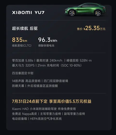 小米SU7 8月购车政策_小米汽车_小米SU7 Ultra配置下架